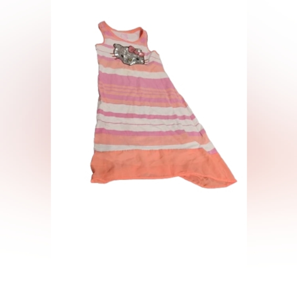 Hello Kitty Girls Striped Sequined Sleeveless Dress Sz 6